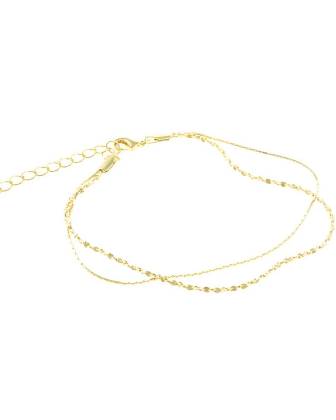 Bracelet pour cheville double chaines gold Jackie J YUW2409K