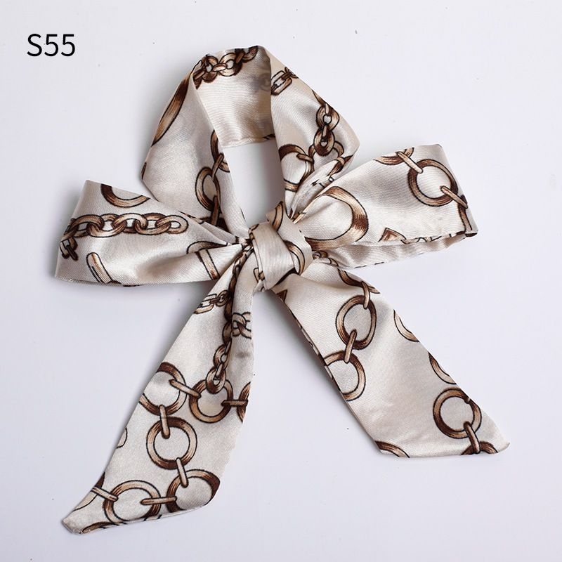 Foulard ruban en satin imprimé, style twilly rétro et élégant