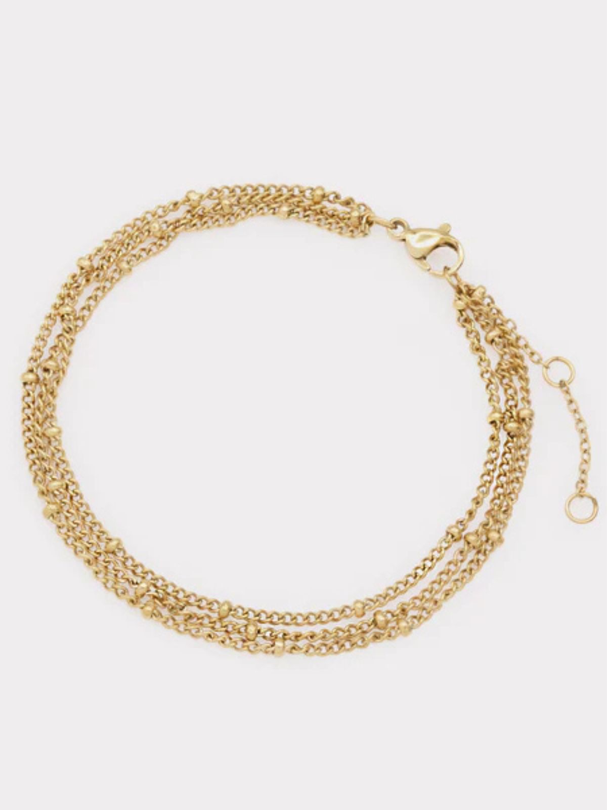 Bracelet doré triple chaîne billes délicates en acier inoxydable Bizou