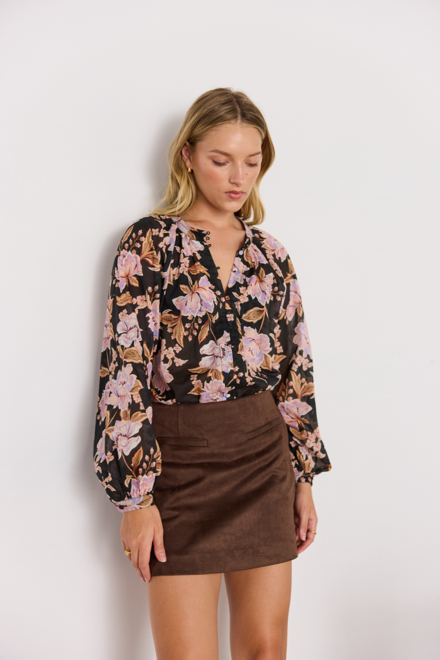 Mini jupe en suede Mink Pink