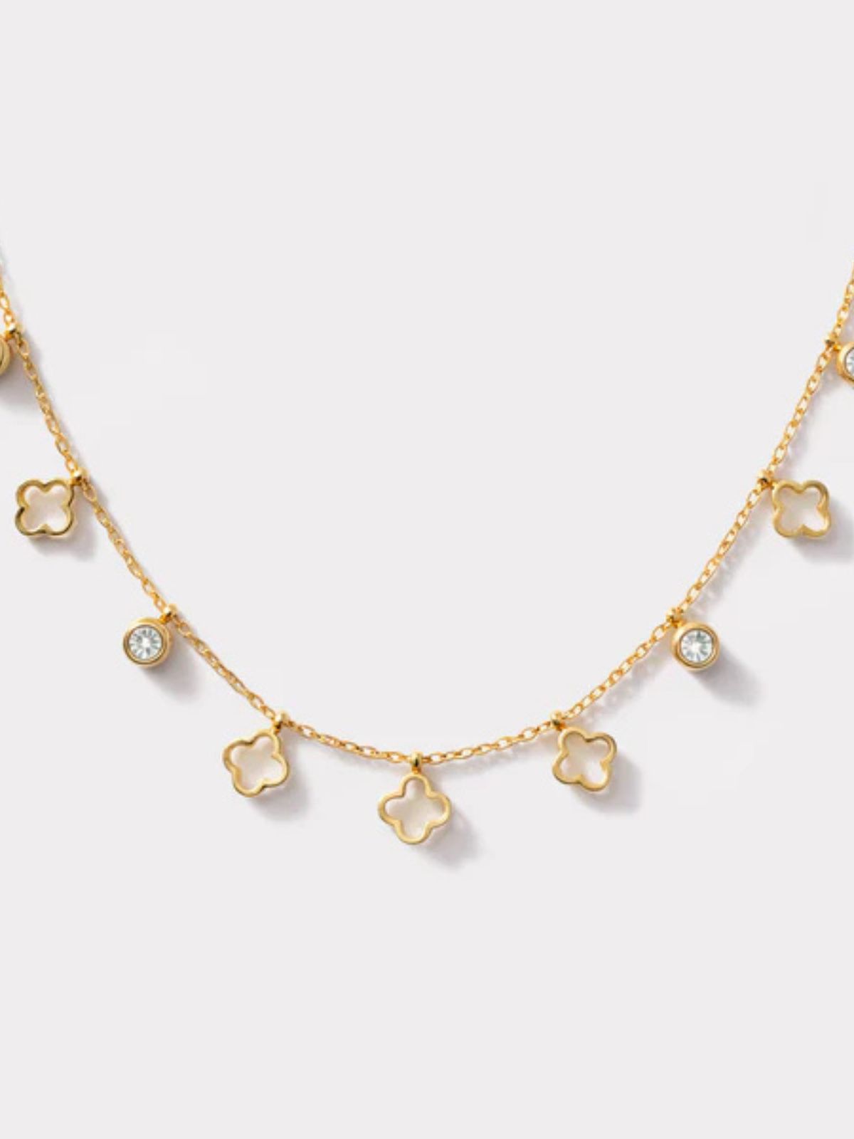 Collier doré fleurs en acier inoxydable & zircons cubiques Bizou