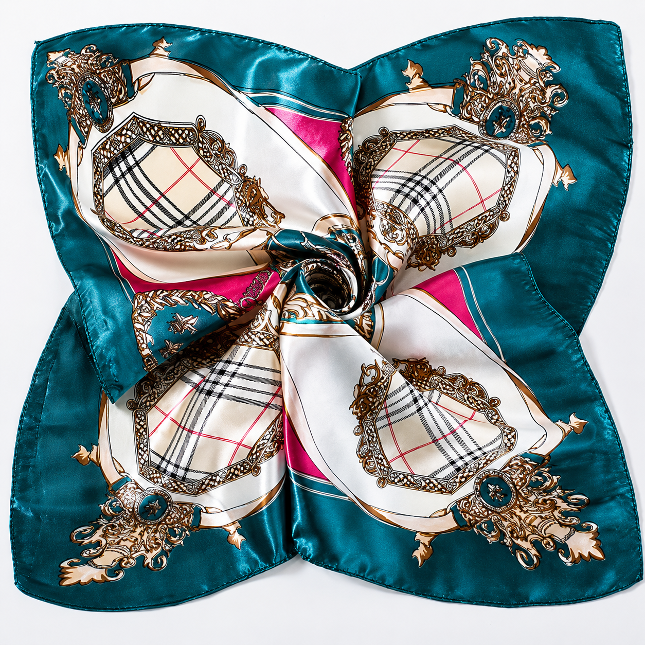 Foulard carré satiné à imprimé chic