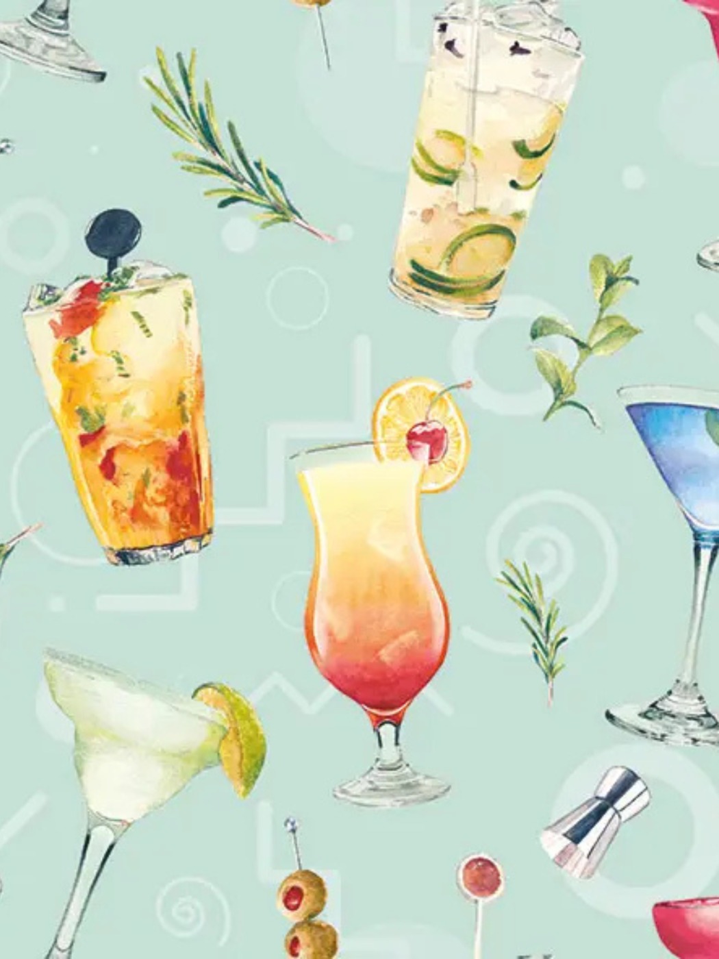 Serviette de Table -- Cocktail Party Aqua