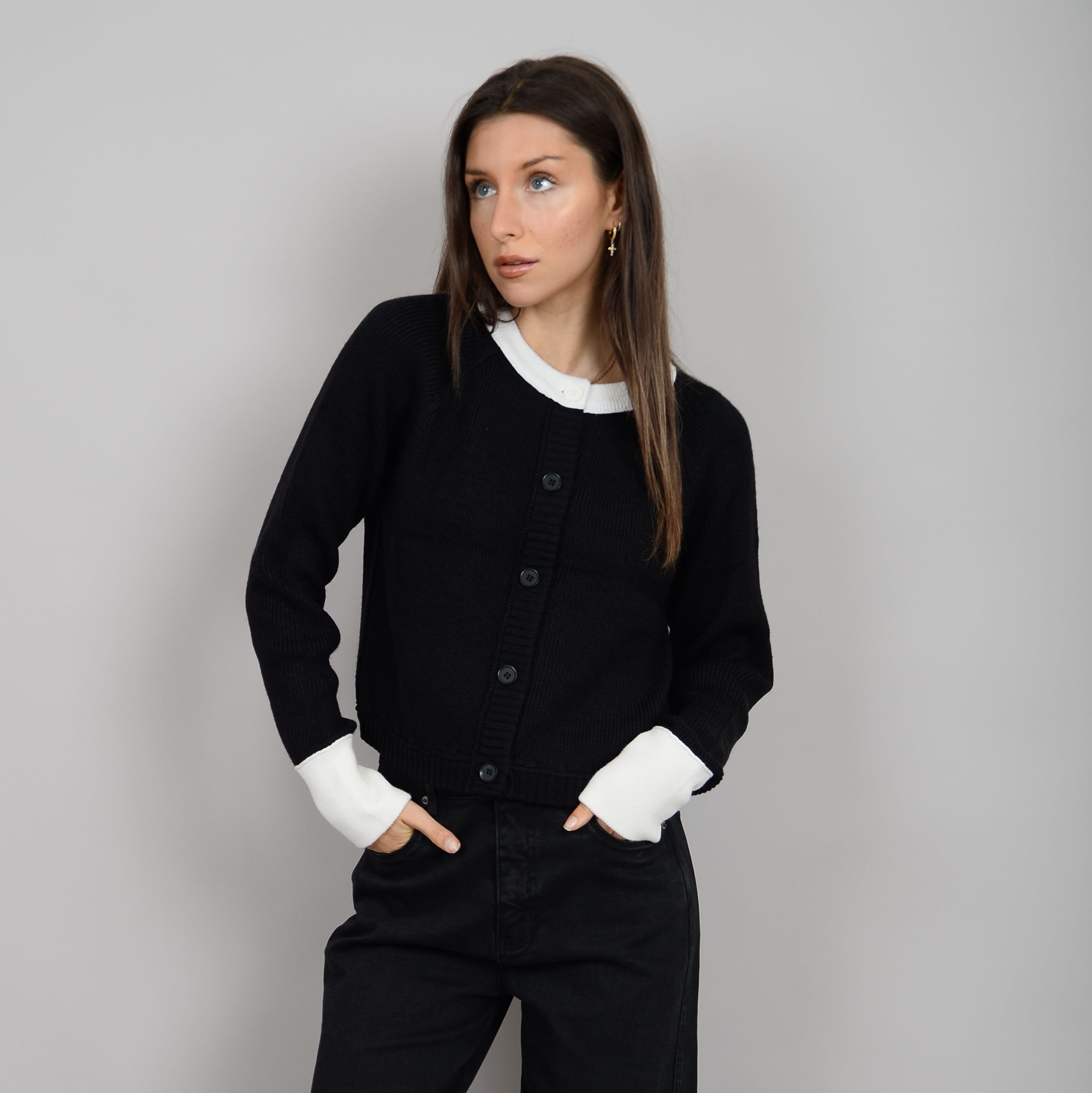 Cardigan Gregory à manches longues et col rond Second Skin 56S054S 