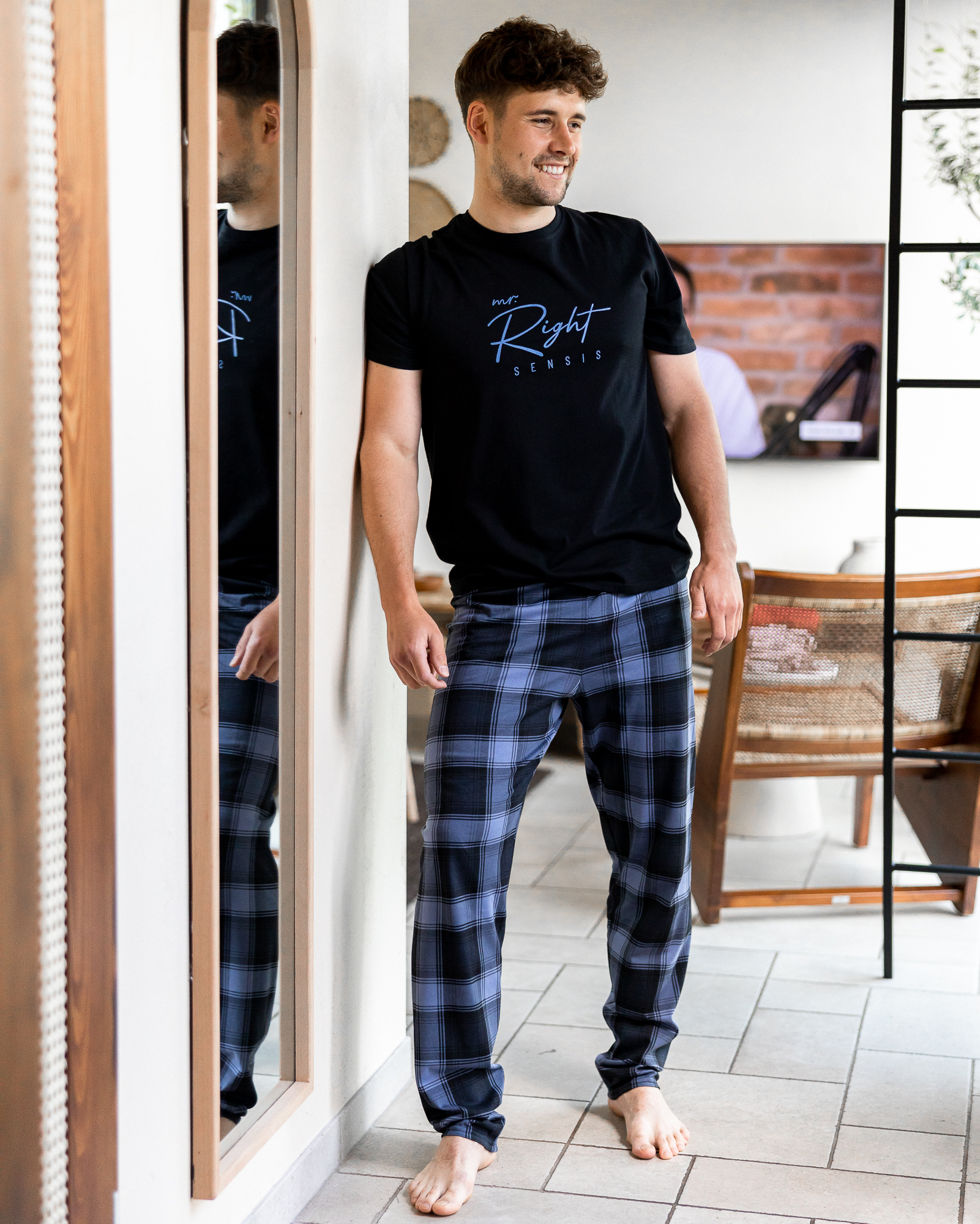 Pantalon De Pyjama Homme Motifs Nature – Coton Doux, Coupe Ample, Poches, Pour Dormir Et Détente