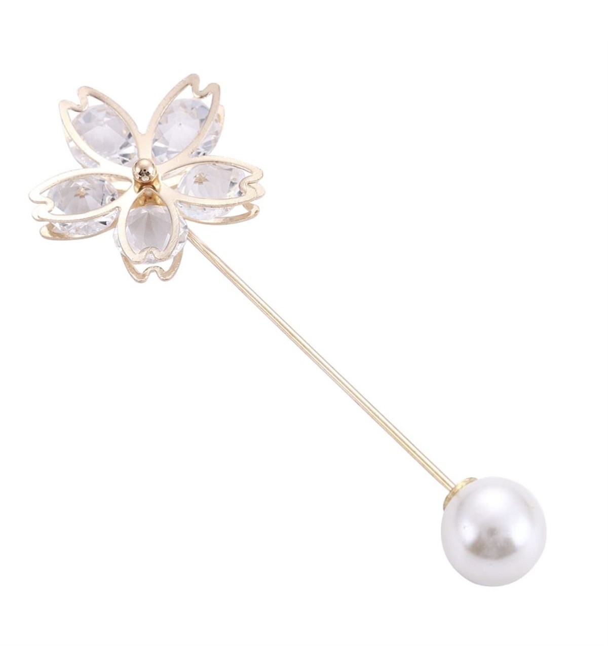 Épingle Fleur ornée de Cristaux et Perle