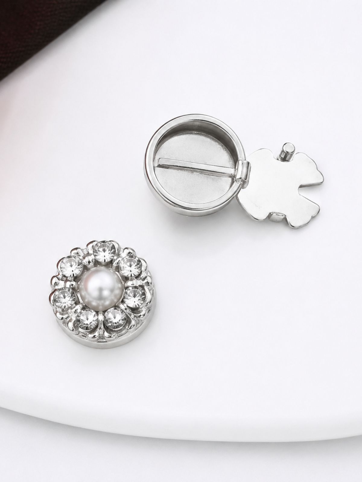 Couvre-boutons Fleur avec Perle et Cristaux