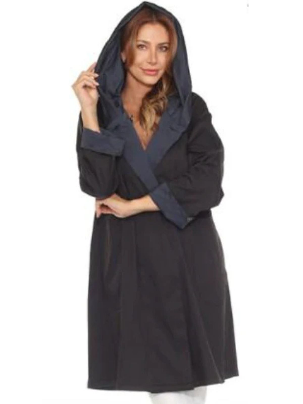 Veste mi-longue réversible avec capuche plissée Oopéra