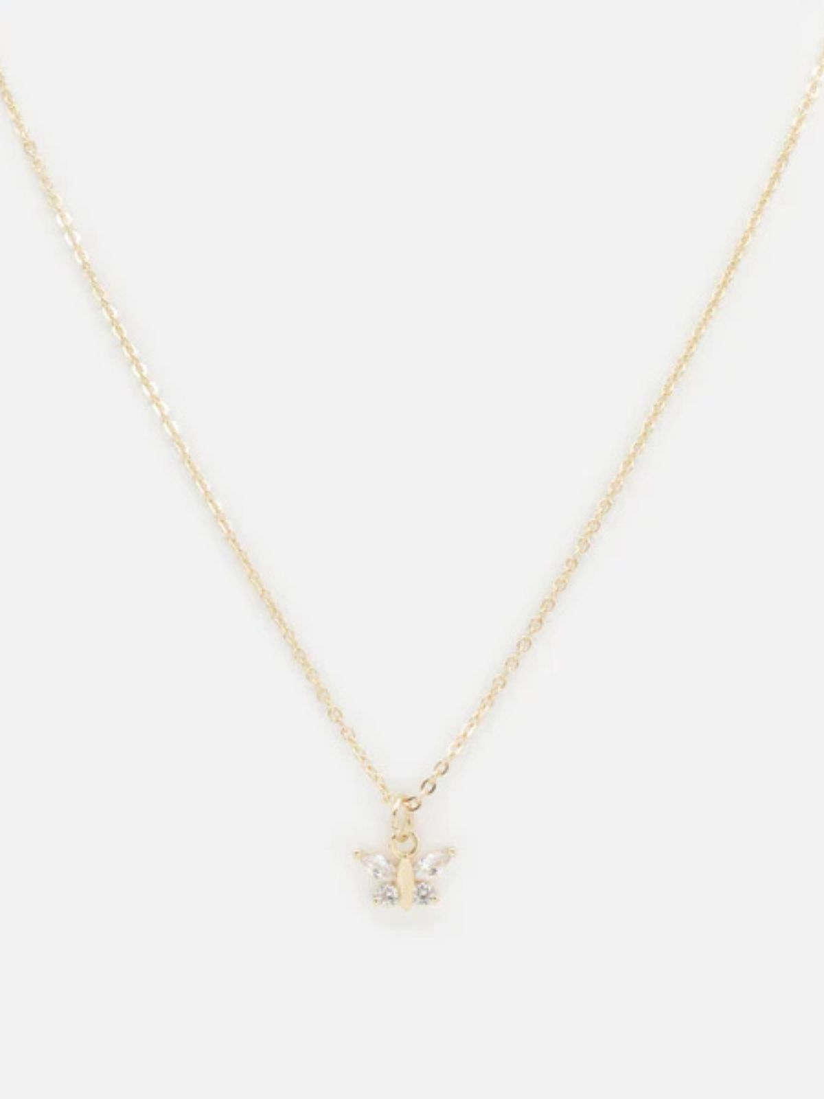 Collier doré breloque petit papillon avec zircons cubiques Bizou