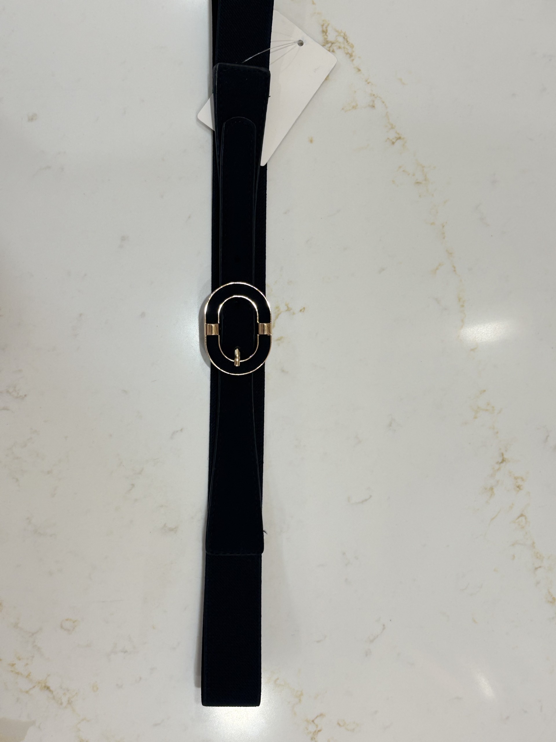 Ceinture Élastique noir avec Boucle Dorée