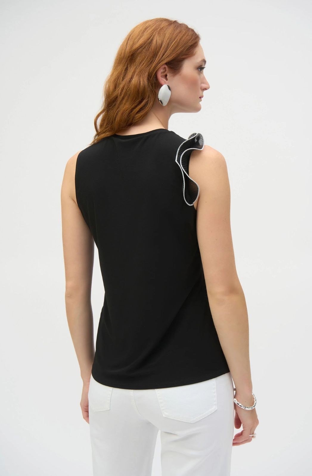 Top ajusté en tricot soyeux et chiffon Joseph Ribkoff 252075