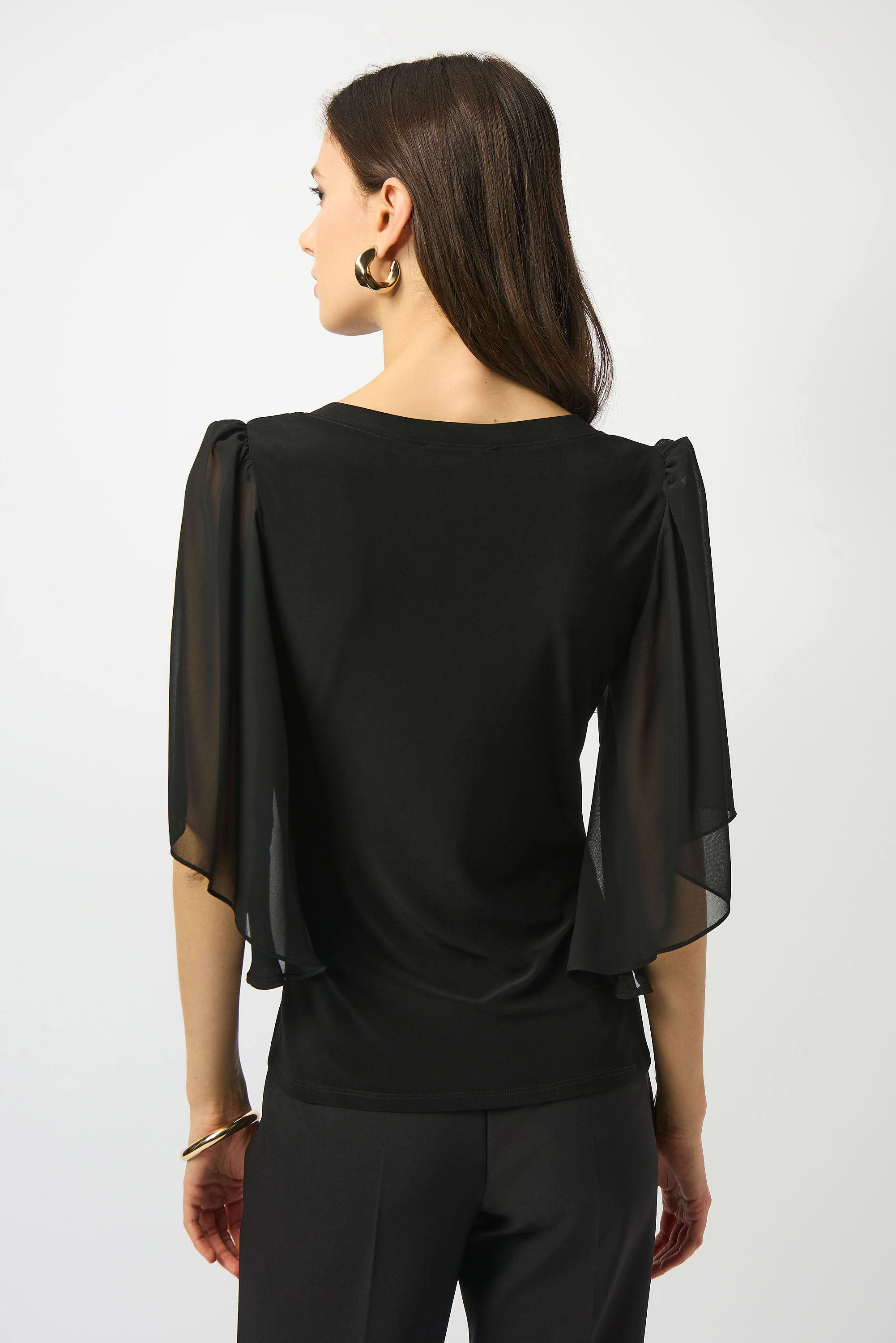 Haut Ajusté en Tricot Soyeux et Chiffon Joseph Ribkoff 253055