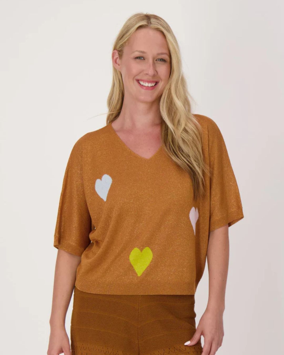 Top en maille lurex à imprimé cœurs Gabby Isabella 325676