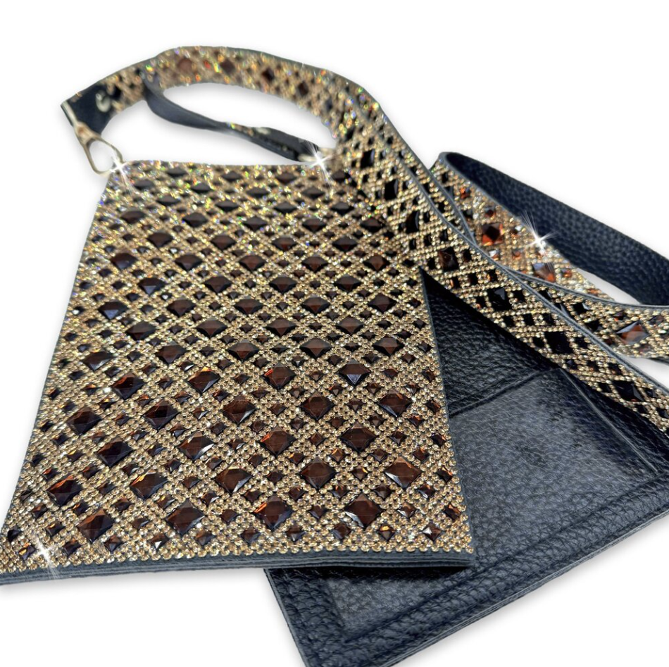 Sac Téléphone Portable Chocolate Diamond Crystal Jacqueline Kent Brown
