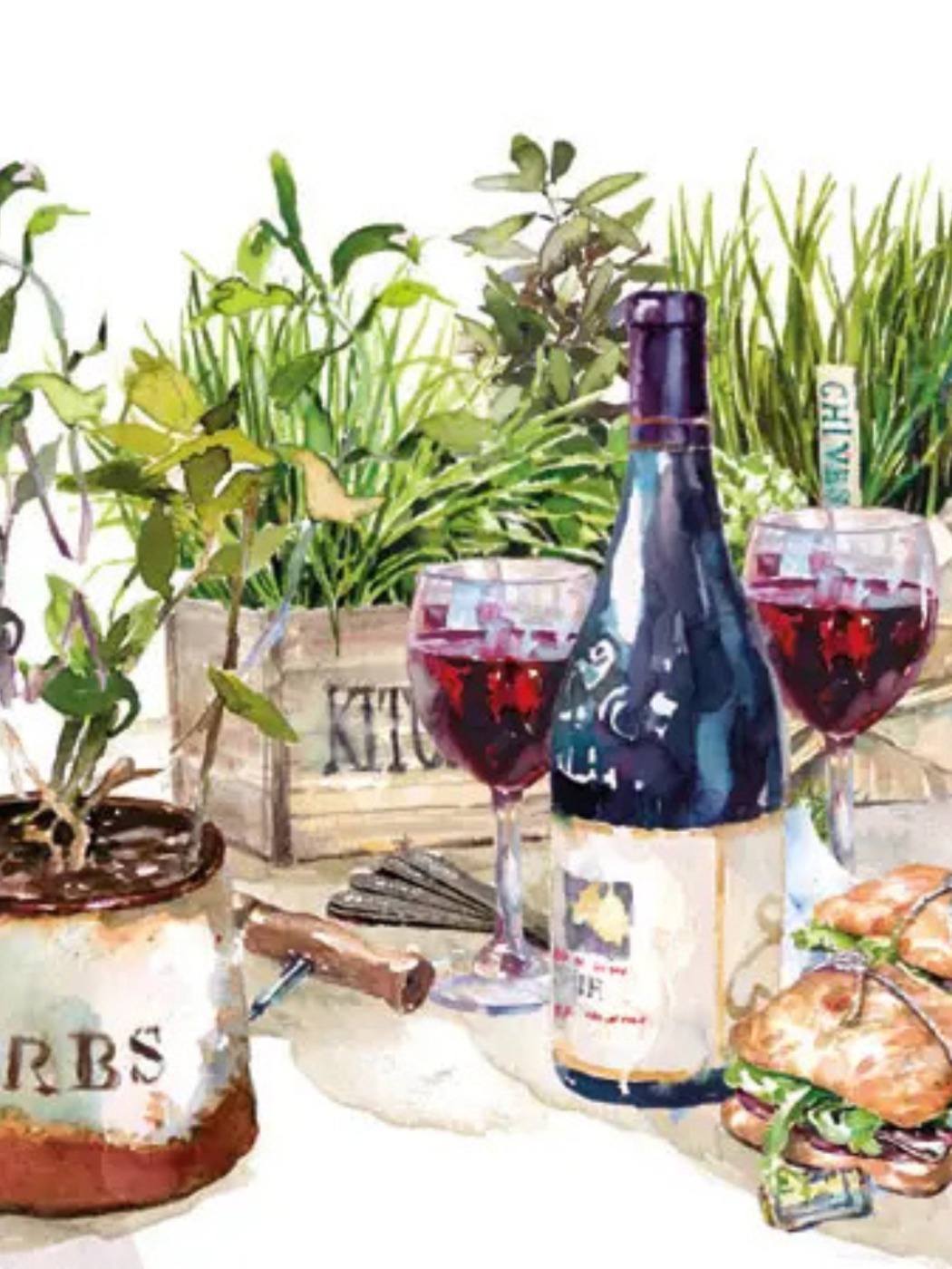 Serviette à cocktail - Vin et herbes