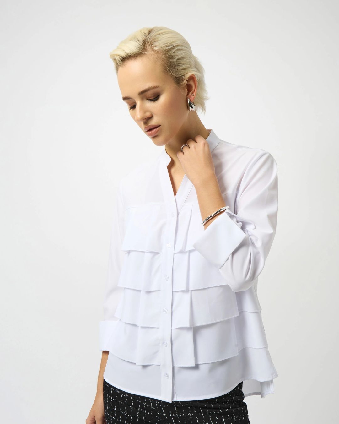Blouse à volants en popeline extensible Joseph Ribkoff 253944