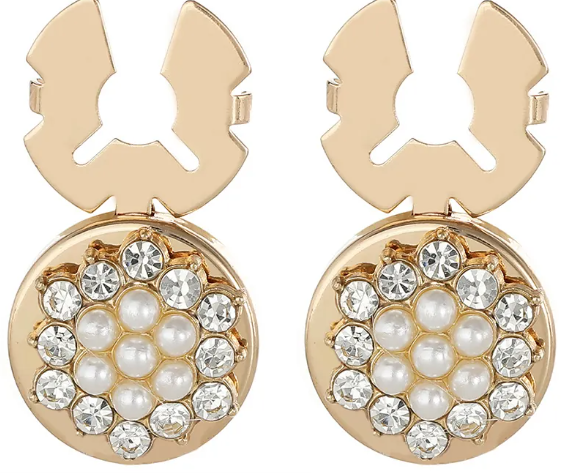 Couvre-boutons vintage en alliage avec fausses perles et strass