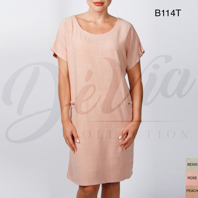 Robe à Manches Courtes et Détail de Poches Dévia B114D 