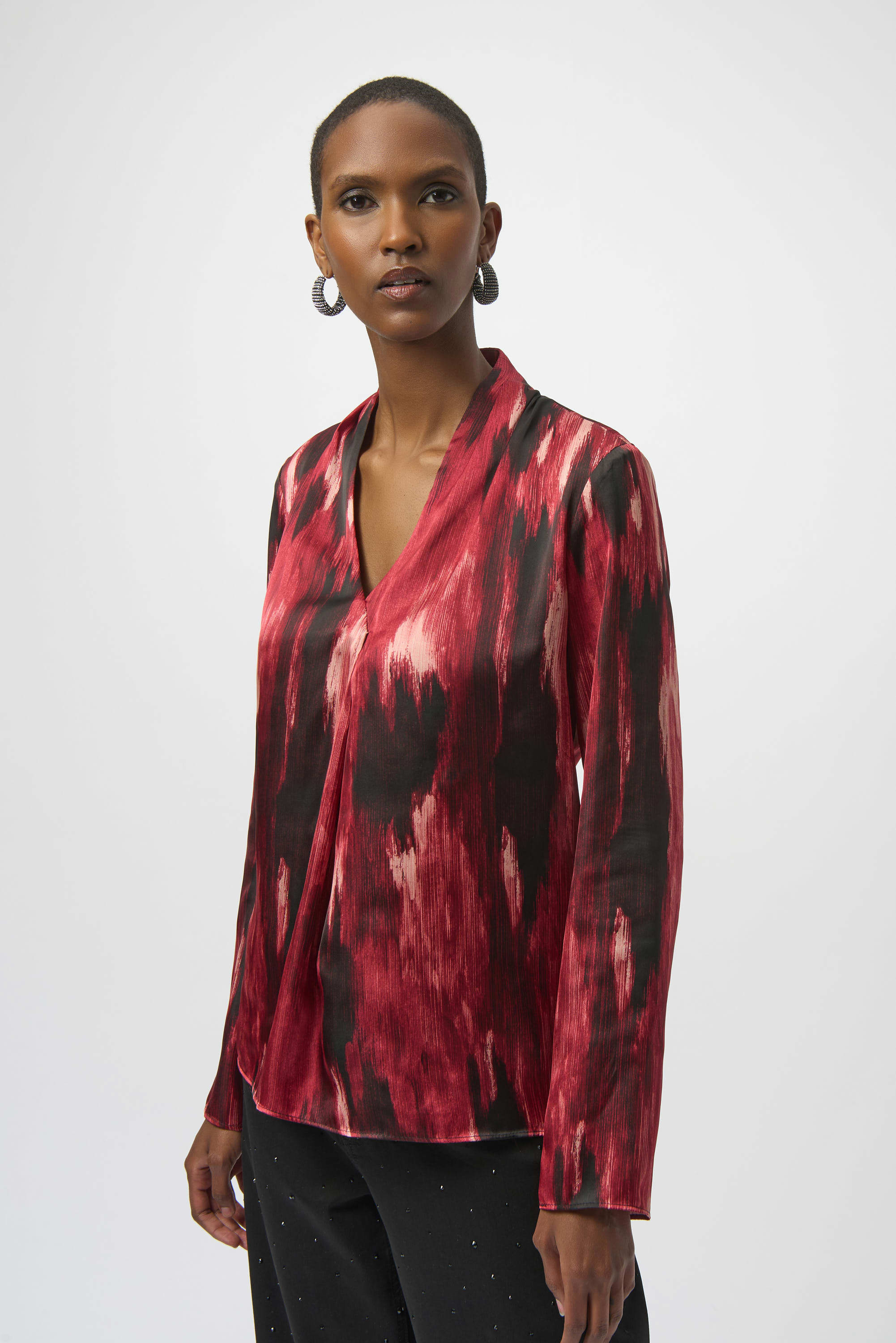 Top en satin à imprimé abstrait, coupe droite Joseph Ribkoff 254161