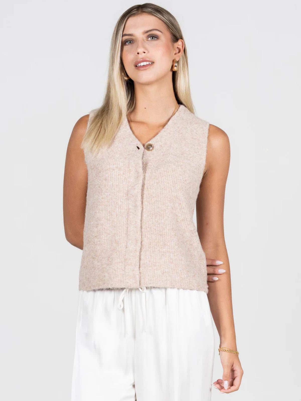 Gilet en maille à boutons dissimulés C