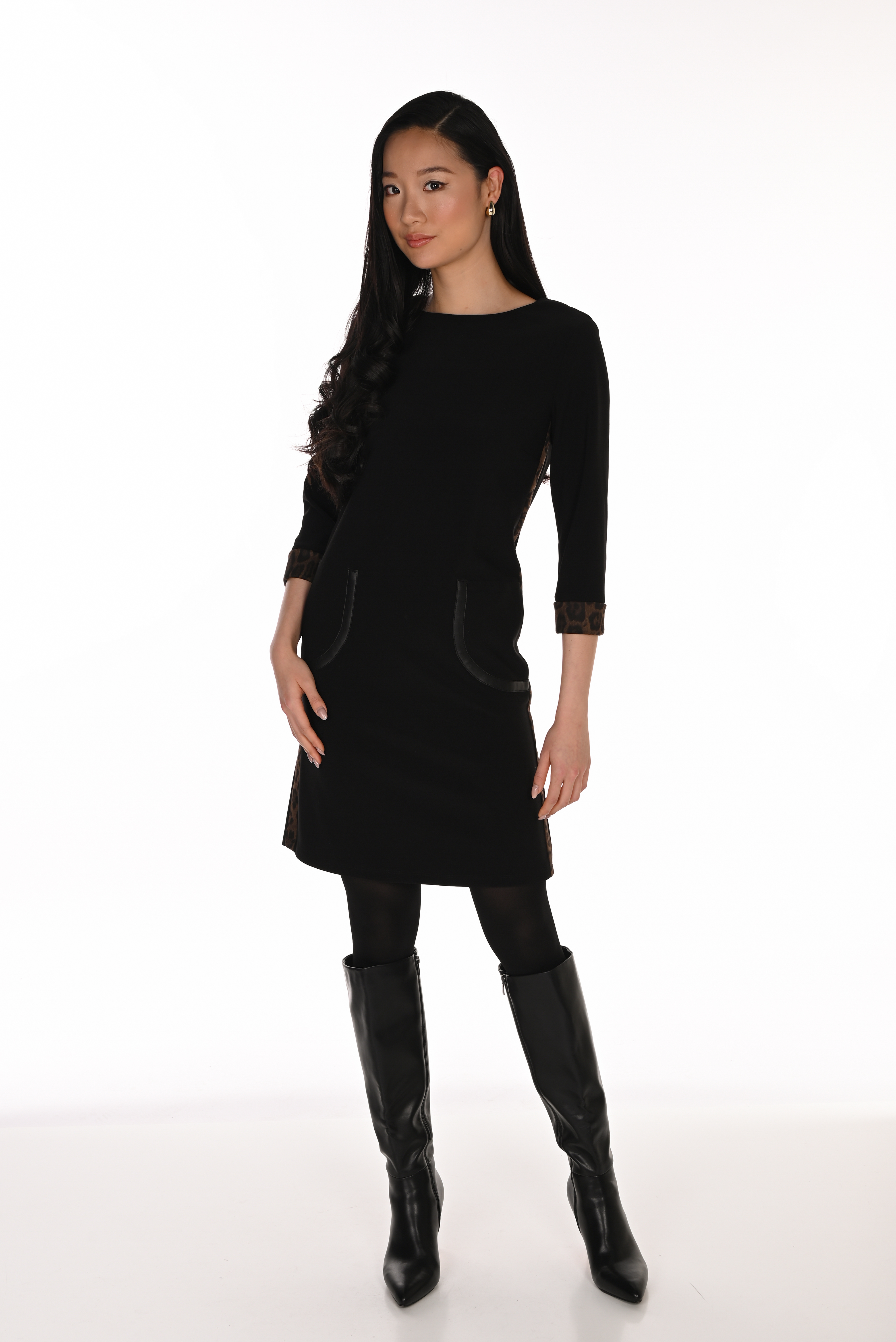 Robe droite à accents léopard Frank Lyman
