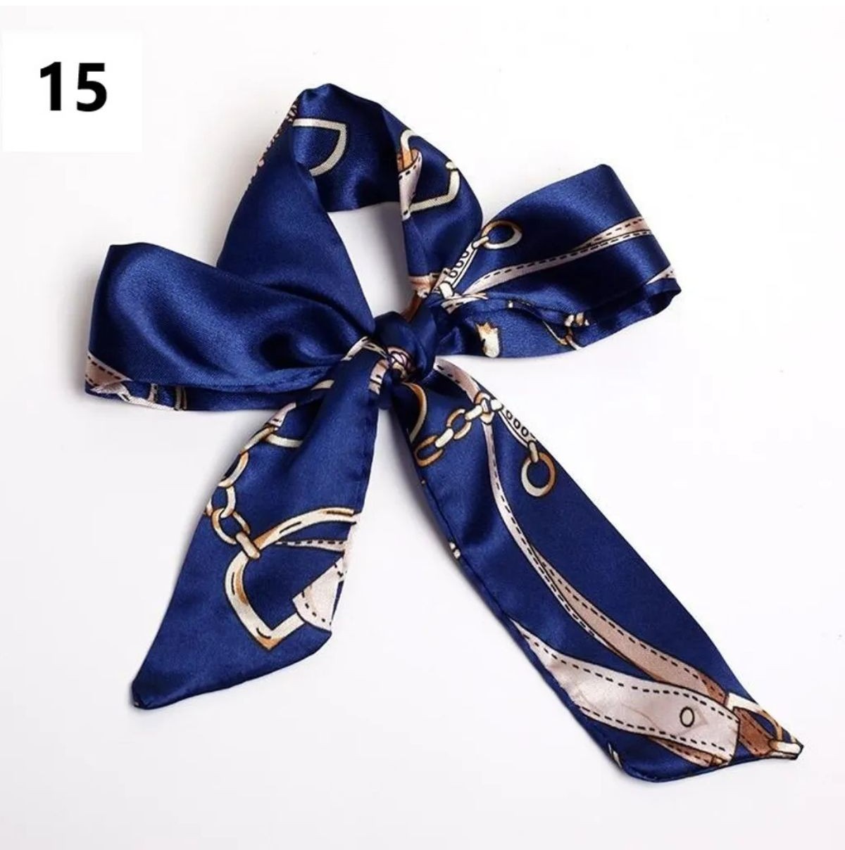 Foulard ruban en satin imprimé, style twilly rétro et élégant