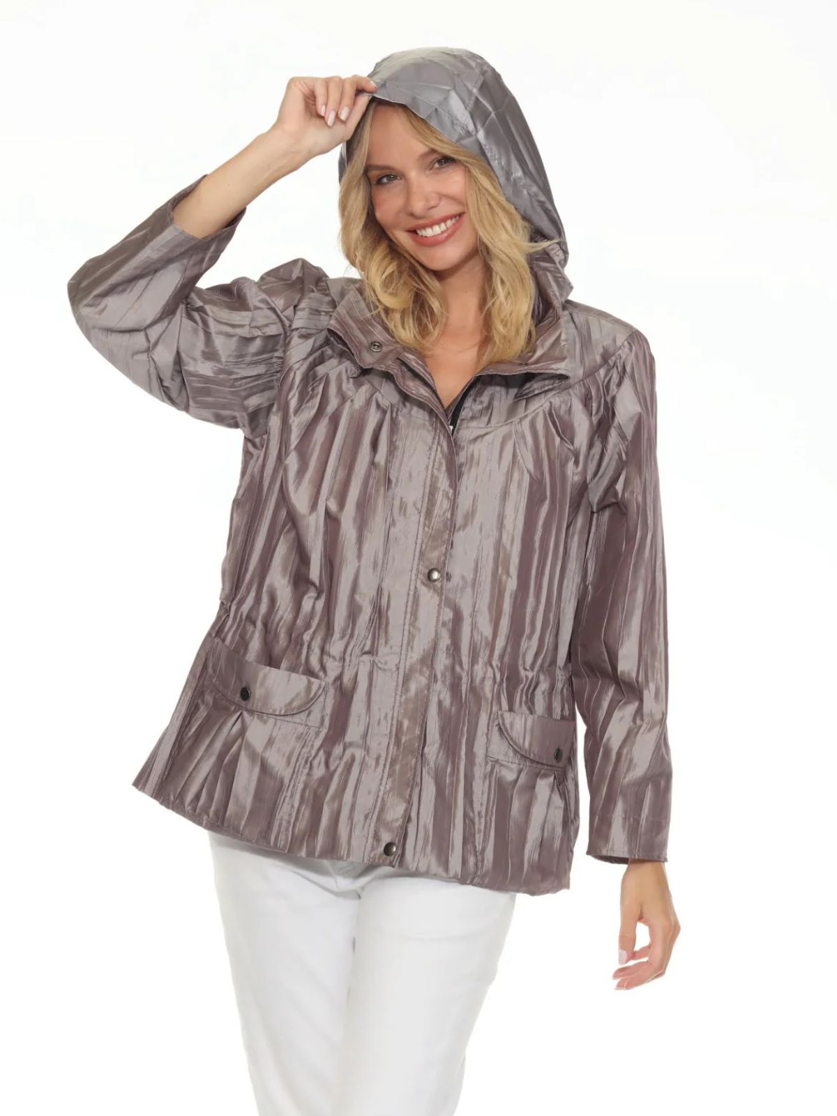 Veste texturée à capuche et boutons-pression Oopéra