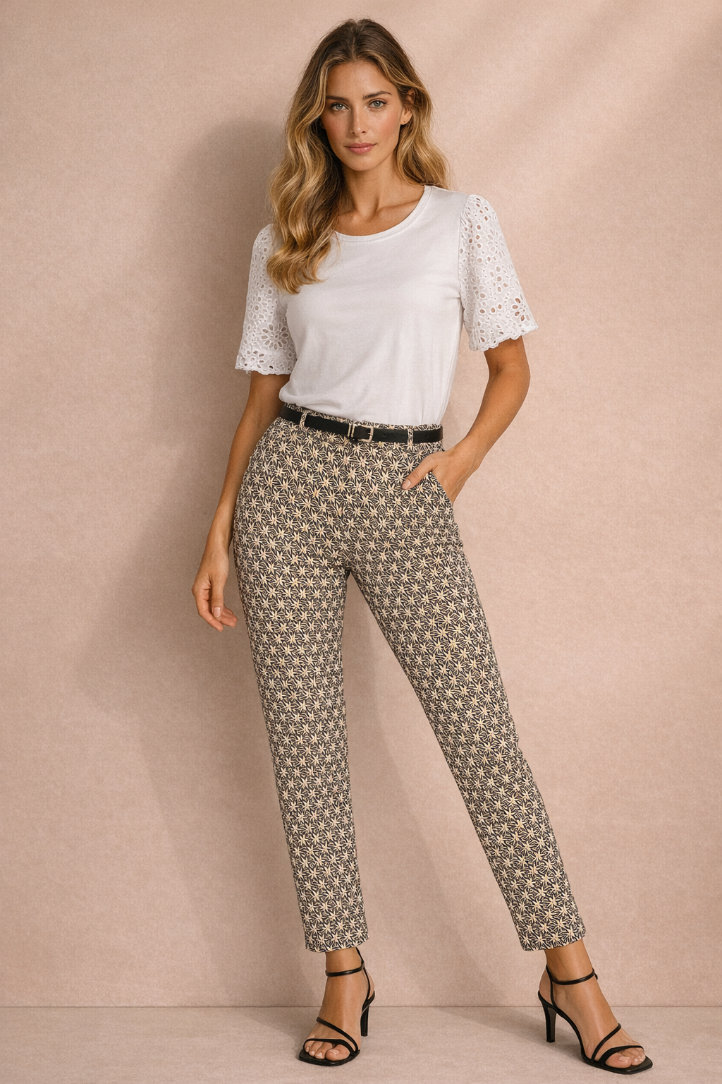 Pantalon à motif avec ceinture Orly