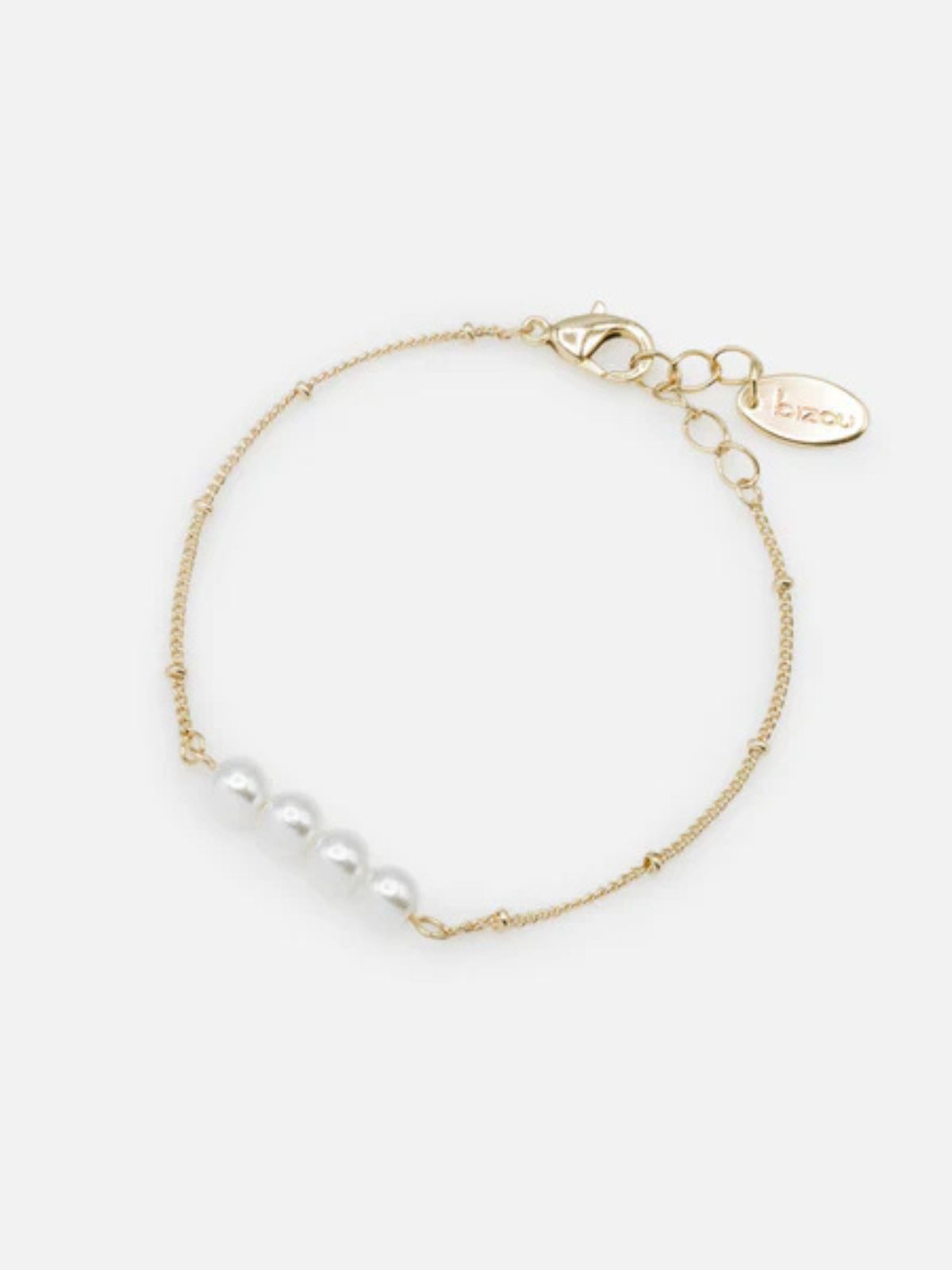 Bracelet doré quatuor de perles synthétiques Bizou