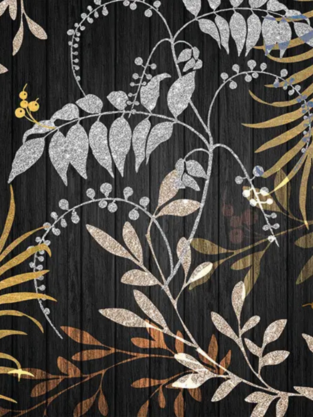 Serviette de Table - Luxury leaves black