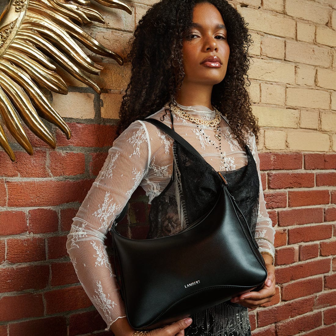 Le Audrey - Sac à main 2-en-1 en cuir vegan noir Lambert