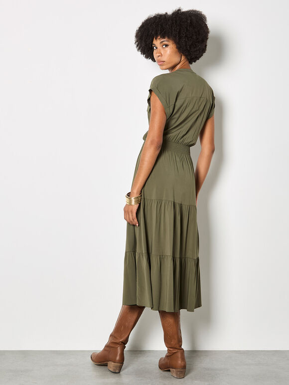 Robe midaxi utilitaire à volants Apricot