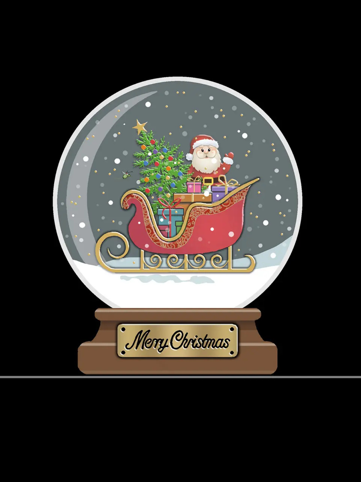 carte - Père Noël dans une boule à neige