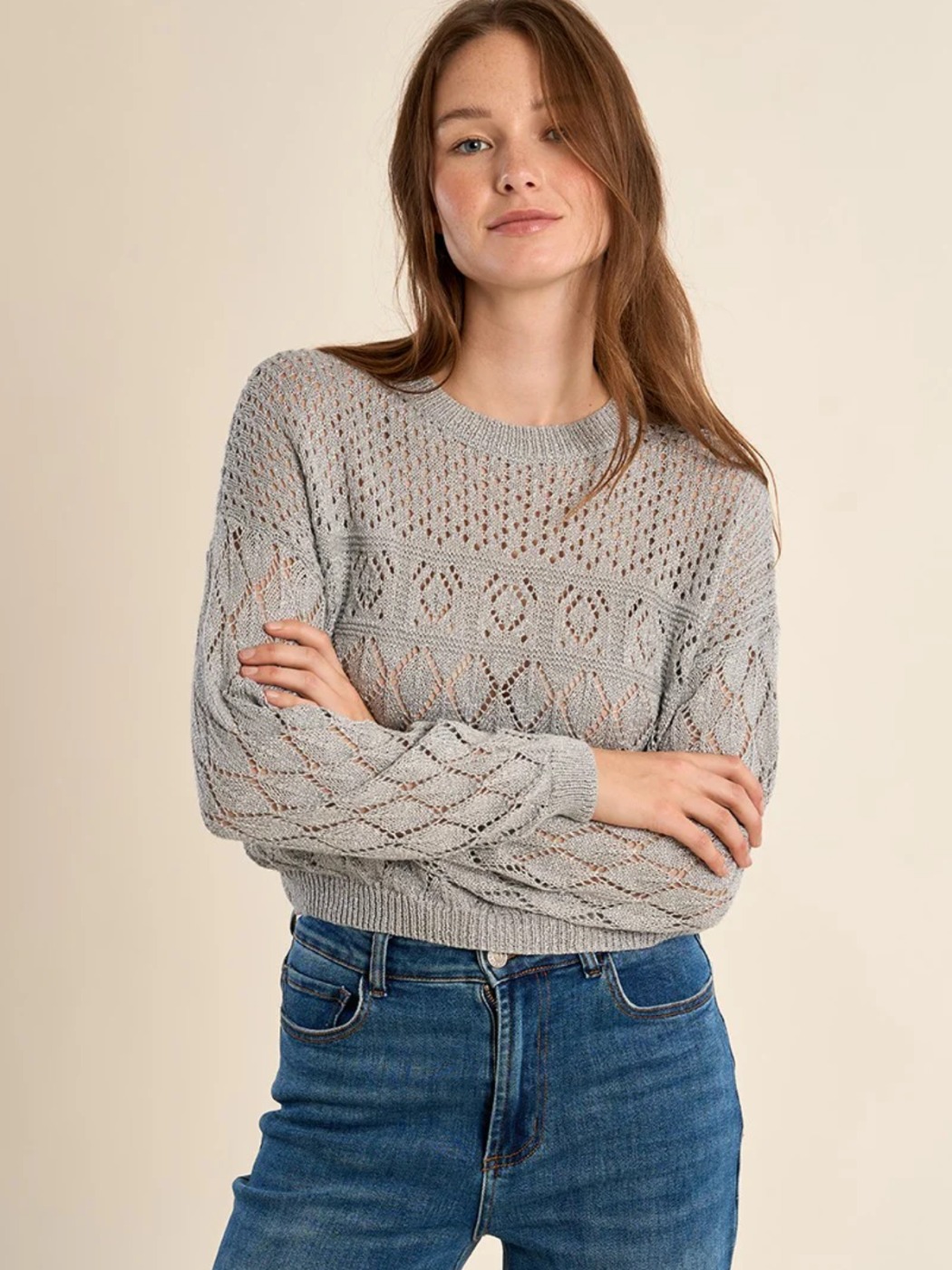 Chandail en maille à manches longues, semi-transparent Molly Bracken